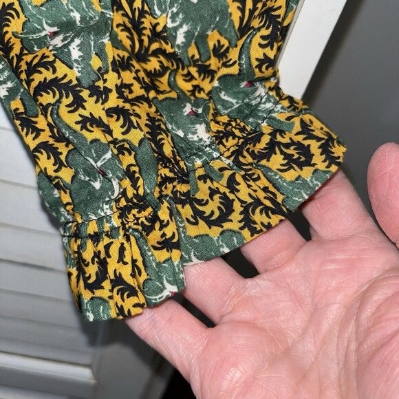 J.CREW Ruffle Off The Shoulder Top in Ratti Elephant Print Size 8 Blouse Cotton - Picture 4 of 6